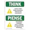 Signmission OSHA THINK Sign, Wear PPE Symbol Bilingual, 18in X 12in Rigid Plastic, 18" W, 12" H, Landscape OS-TS-P-1218-L-11864 - alternate 1